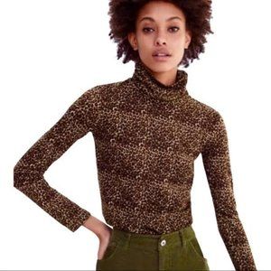 Zara Cheetah Animal Print Cow Neckline Black & Brown XL Long Sleeves Multicolor